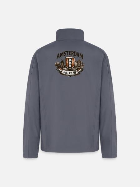 Amsterdam – Windmill & Canal Crest - Men’s Soft Shell Jacket - gray