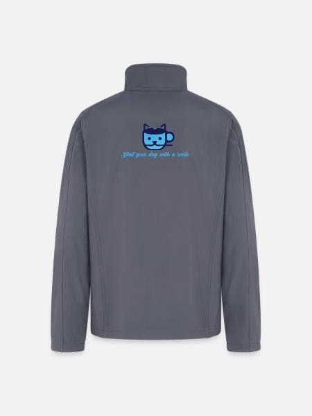Blue Cat Morning Smile - Men’s Soft Shell Jacket - gray