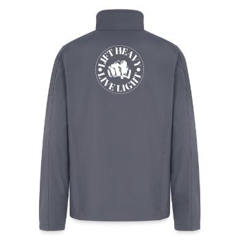 Heavy Line Fist Circular Stamp - Men’s Soft Shell Jacket - gray - Back