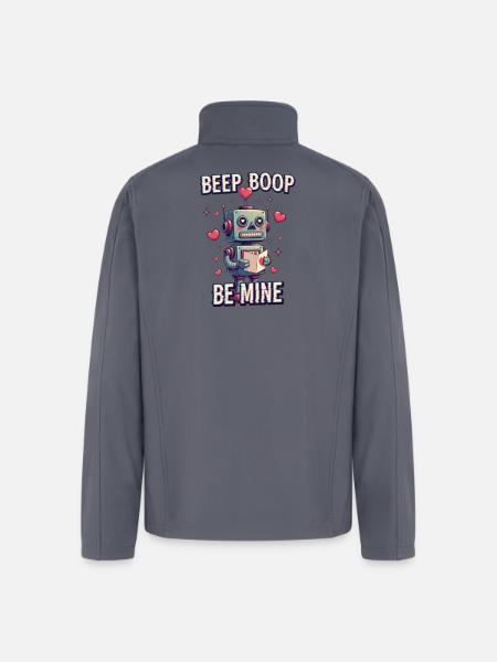 Beep Boop Be Mine Robot - Men’s Soft Shell Jacket - gray