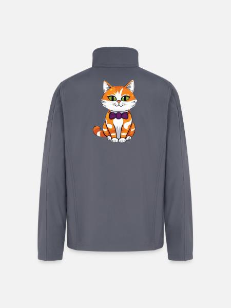 Orange Cat Bowtie Charm - Men’s Soft Shell Jacket - gray