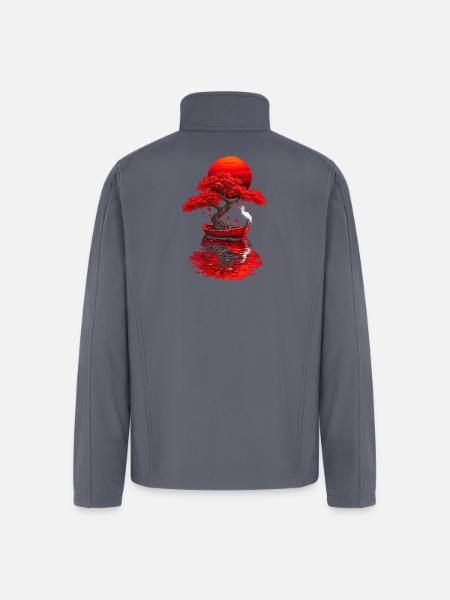 Crimson Bonsai Boat at Sunset - Men’s Soft Shell Jacket - gray