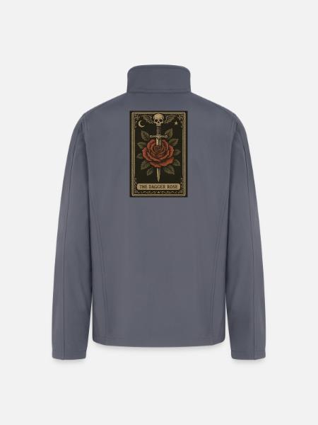 Dagger Rose Tarot Card - Men’s Soft Shell Jacket - gray