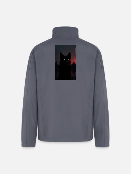 Mysterious Black Wolf at Night - Men’s Soft Shell Jacket - gray