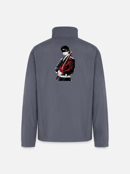Crimson Blade: Blindfolded Samurai - Men’s Soft Shell Jacket - gray