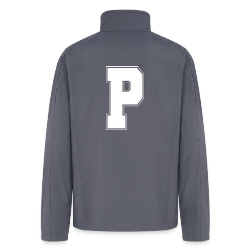 White Letter P – Varsity Alphabet Monogram - Men’s Soft Shell Jacket