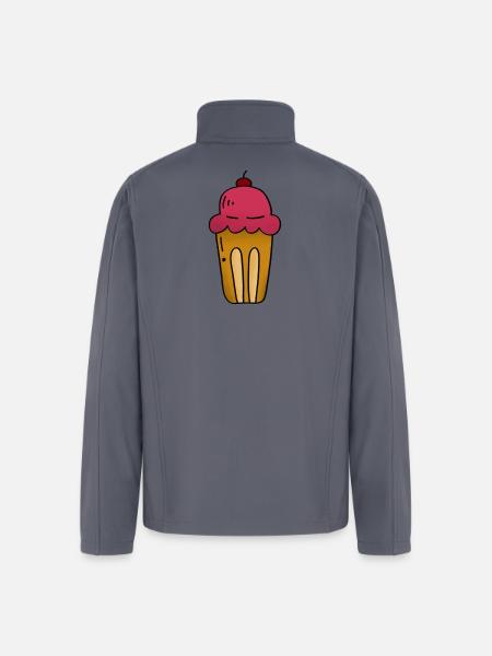 Pink Ice Cream Pop Art Cone - Men’s Soft Shell Jacket - gray