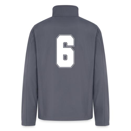 White Number 6 – Varsity Font - Men’s Soft Shell Jacket