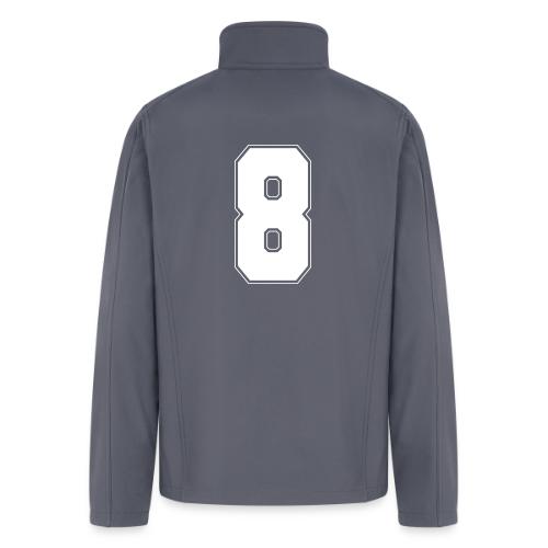 White Number 8 – Varsity Font - Men’s Soft Shell Jacket