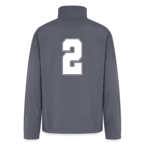 White Number 2 – Varsity Font - Men’s Soft Shell Jacket