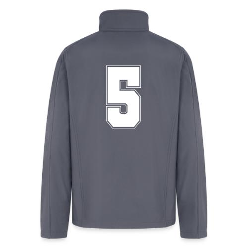 White Number 5 – Varsity Font - Men’s Soft Shell Jacket
