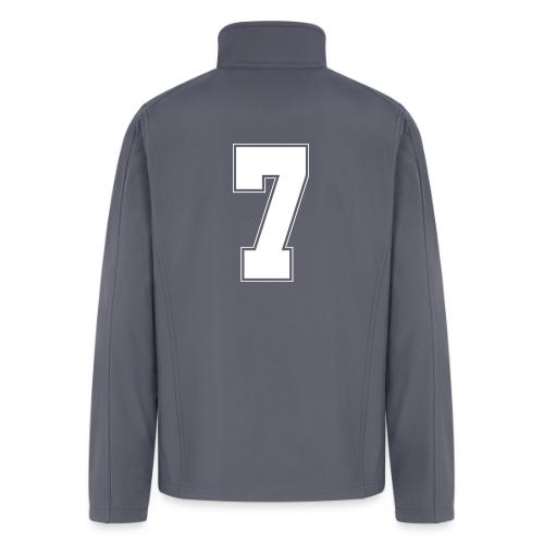 White Number 7 – Varsity Font - Men’s Soft Shell Jacket