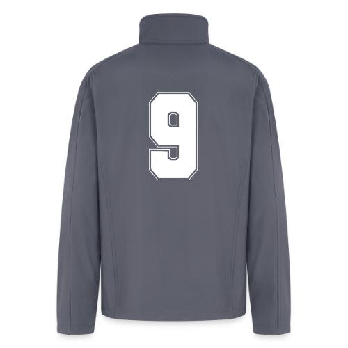 White Number 9 – Varsity Font - Men’s Soft Shell Jacket