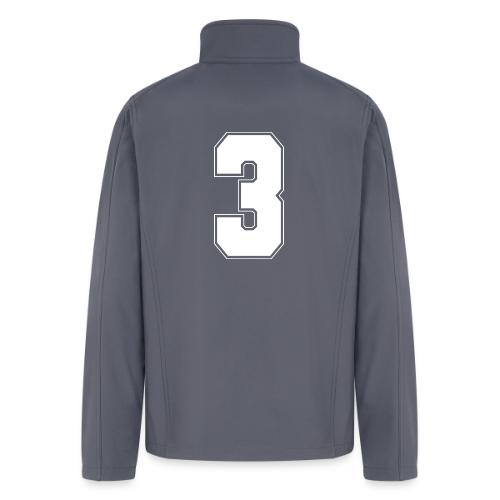 White Number 3 – Varsity Font - Men’s Soft Shell Jacket