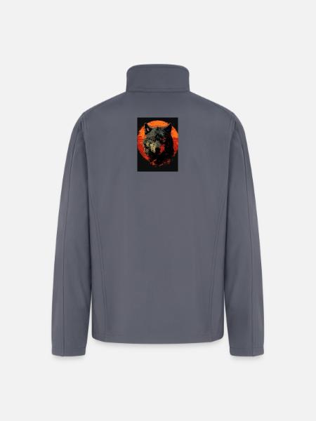 Crimson Moon Wolf - Men’s Soft Shell Jacket - gray