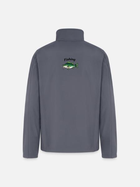 Vivid Bass Fishing Tackle Illustration - Men’s Soft Shell Jacket - gray