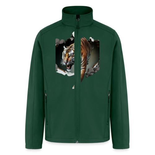 Fashion Design Tiger Coming Out, Wild Feline Tiger - Men’s Soft Shell Jacket
