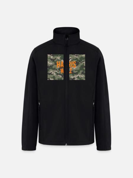 Harris Walz Camo Logo - Men’s Soft Shell Jacket - black