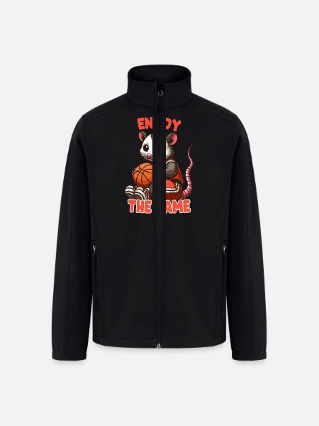 Opossum With Basketball - Men’s Soft Shell Jacket - black