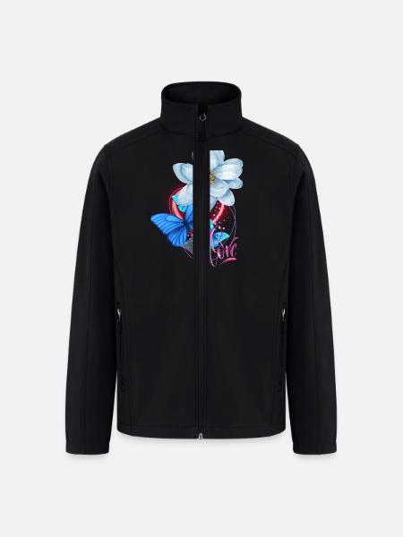 Love. Flowers, rose - Men’s Soft Shell Jacket - black