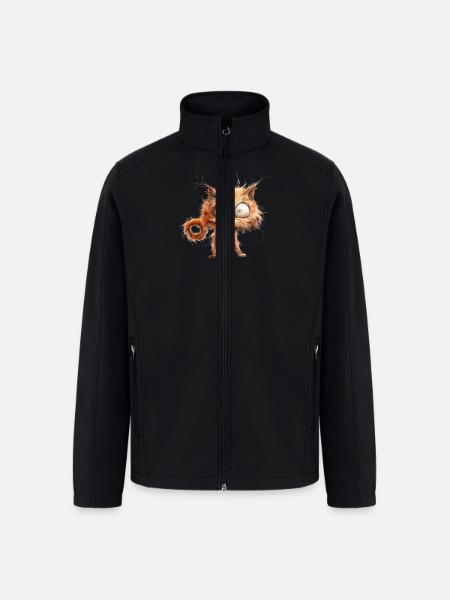 Funny Cat - Men’s Soft Shell Jacket - black
