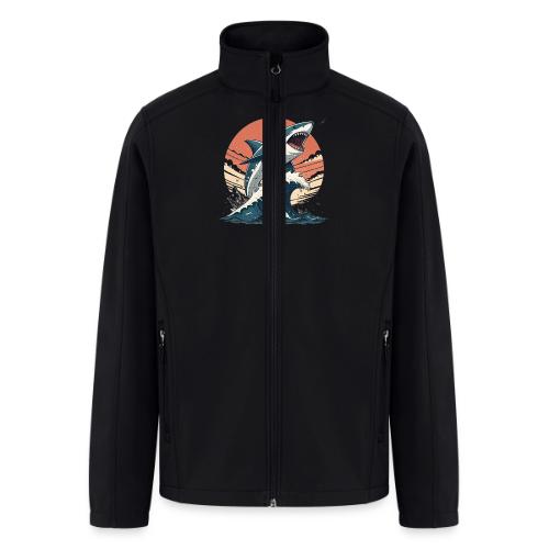Fierce Shark Breaking Through Waves - Men’s Soft Shell Jacket
