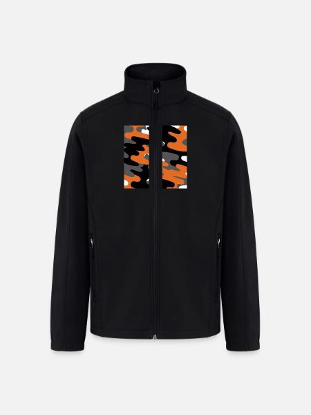 Orange Camo Pattern - Men’s Soft Shell Jacket - black