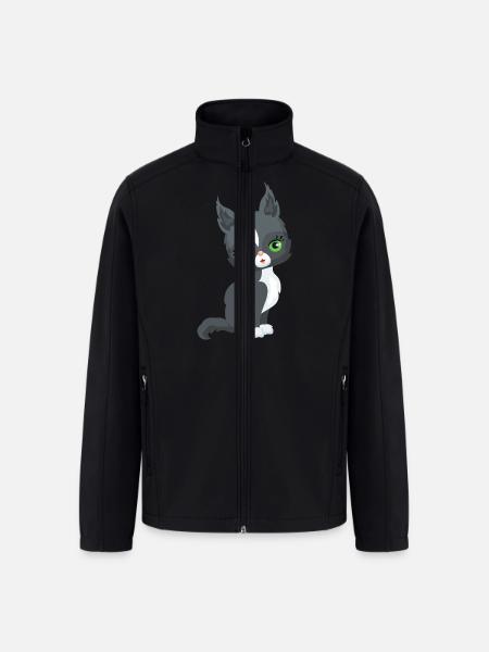 Black and White Cat - Men’s Soft Shell Jacket - black