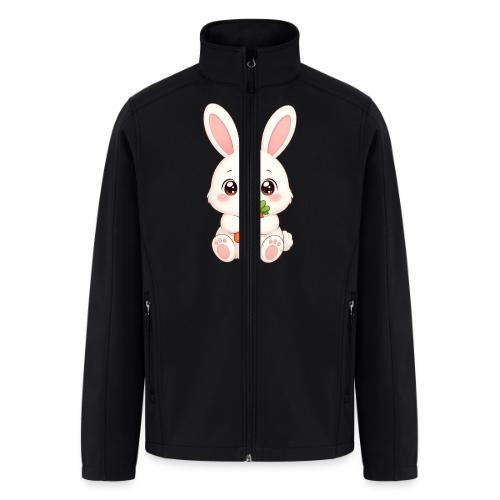 Cute Bunny Rabbit Holding Carrot – Kawaii Easter - Men’s Soft Shell Jacket
