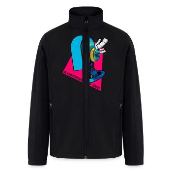 Futuristic Cyberpunk Robot Head – Sci-Fi Tech Art - Men’s Soft Shell Jacket - black - Front
