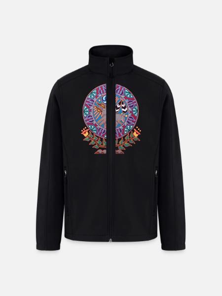 Native Huichol Peyote Deer - Men’s Soft Shell Jacket - black