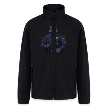 Wolf policeman with stick - Men’s Soft Shell Jacket - black - Front