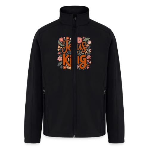 Jesus Is King – Floral Christian Typography Design - Men’s Soft Shell Jacket