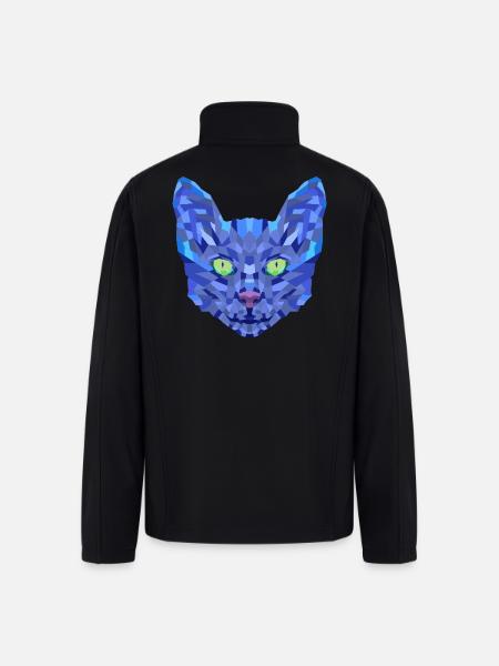 Blue cat face - Men’s Soft Shell Jacket - black