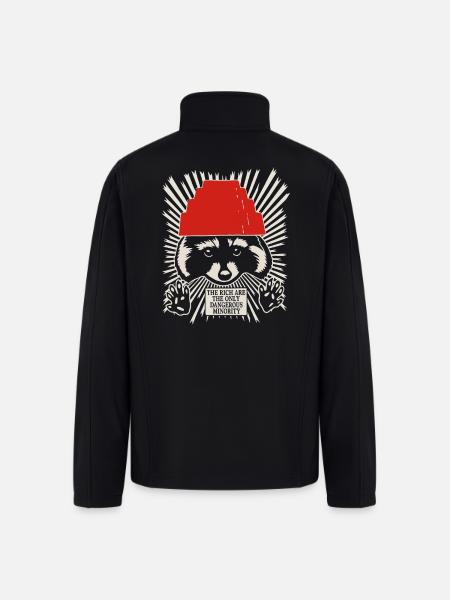 Raccoon DEVO Hat Poster – Bold Political Art Print - Men’s Soft Shell Jacket - black