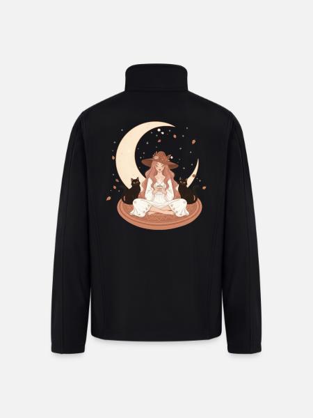 Enchanted Autumn Witch & Moonlight - Men’s Soft Shell Jacket - black