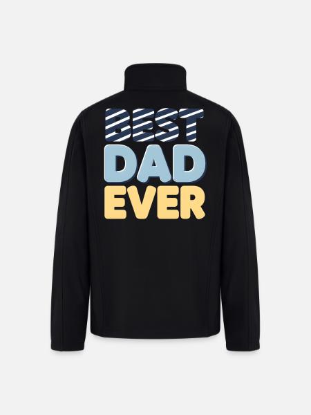 Best Dad Ever Striped Letters - Men’s Soft Shell Jacket - black