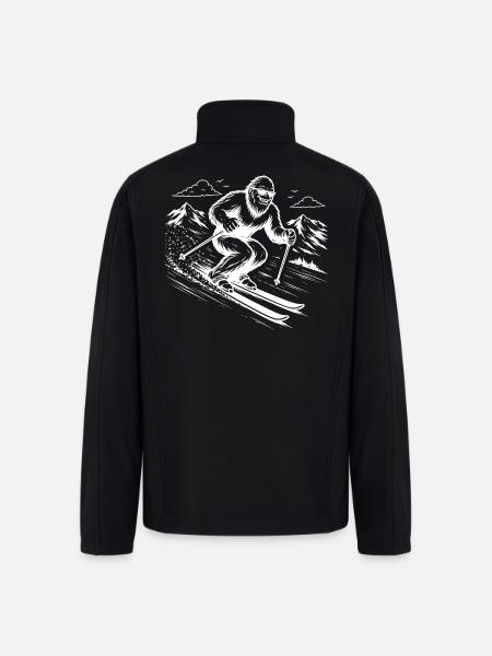 Bigfoot Sasquatch Skier in the Mountains - Men’s Soft Shell Jacket - black