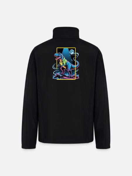 Futuristic T-Rex – Neon Power Beast - Men’s Soft Shell Jacket - black