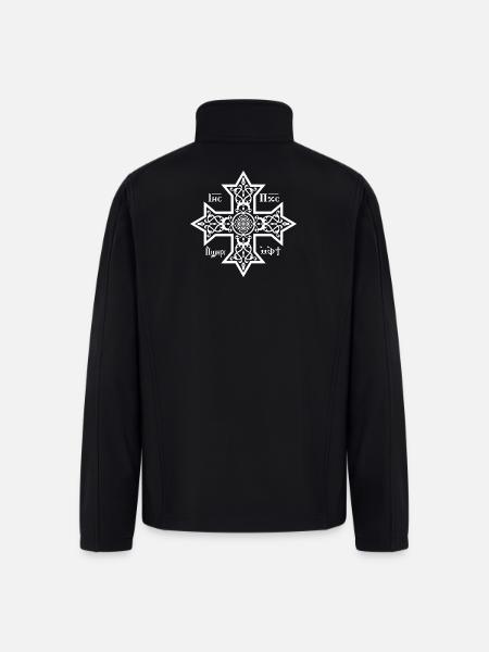 Coptic Cross White Icon - Men’s Soft Shell Jacket - black
