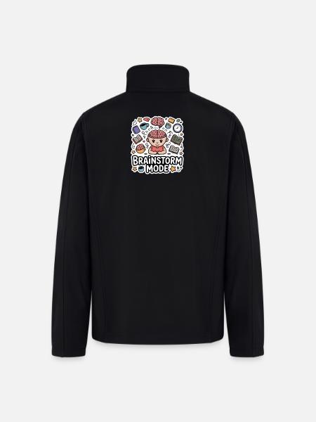 Brainstorm Mode Cartoon- Overthinking Design - Men’s Soft Shell Jacket - black