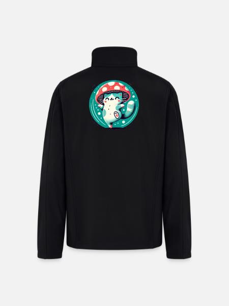 Whimsy Mushroom Hat Cat - Men’s Soft Shell Jacket - black
