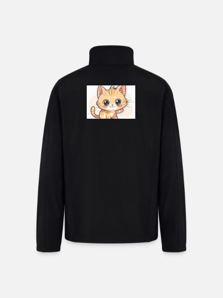 Waving Kawaii Orange Tabby - Men’s Soft Shell Jacket - black