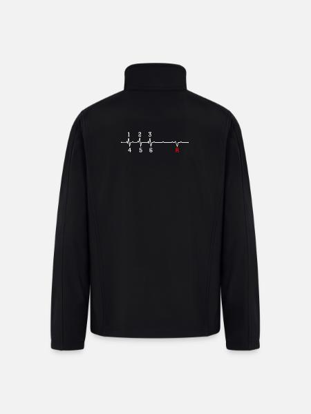 Red R Pulse ECG Rhythm - Men’s Soft Shell Jacket - black