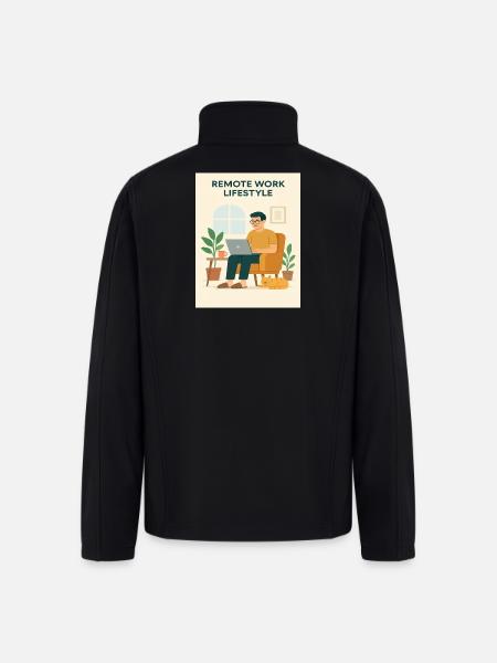 Remote Work Lifestyle Illustration - Men’s Soft Shell Jacket - black