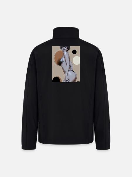 Retro Pinup Circle Print - Men’s Soft Shell Jacket - black