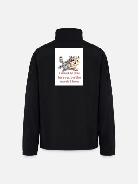 Happy Snow Leopard Design - Men’s Soft Shell Jacket - black