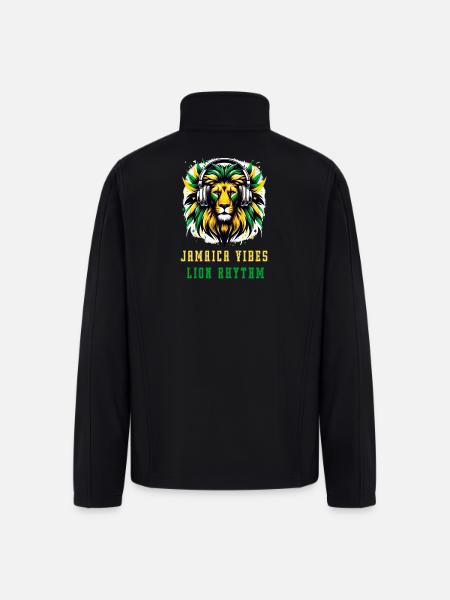 Jamaica lion reggae design - Men’s Soft Shell Jacket - black