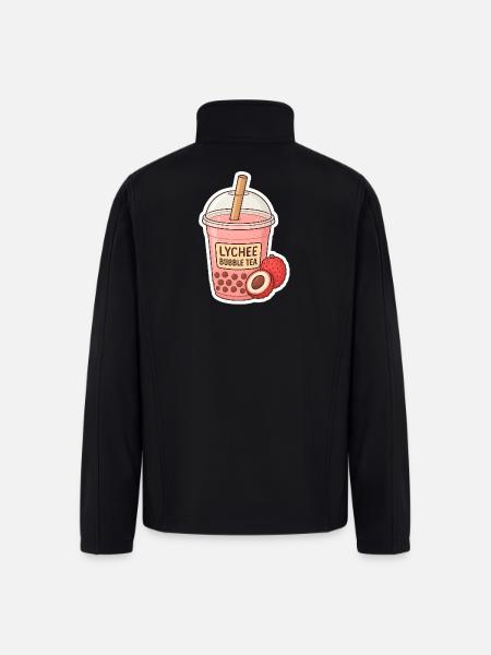 Lychee Bubble Tea Illustration - Men’s Soft Shell Jacket - black