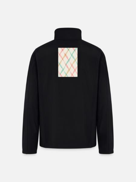 Pastel Diagonal Plaid - Men’s Soft Shell Jacket - black